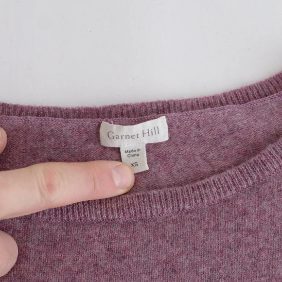 Garnet Hill Purple Fine Knit Bell 100% Cashmere Peplum Lightweight Sweater XS - Picture 9 of 10